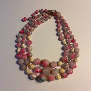 Vintage 3 Strand Beaded Necklace